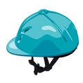 Blue equestrian riding helmet. Isolated jockey protection on white background. Royalty Free Stock Photo