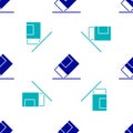 Blue Eraser or rubber icon isolated seamless pattern on white background. Vector Royalty Free Stock Photo