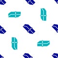 Blue Eraser or rubber icon isolated seamless pattern on white background. Vector Royalty Free Stock Photo