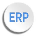 Blue erp in round white button with shadow