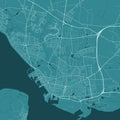 Blue Esbjerg map, city in Denmark. Streetmap, municipality area Royalty Free Stock Photo