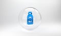 Blue Essential oil bottle icon isolated on grey background. Organic aromatherapy essence. Skin care serum glass drop