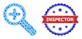 Blue Ethereum Composition Zoom In Icon and Grunge Bicolor Inspector Stamp Seal