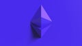 Blue Ethereum gold sign icon with colored background. 3d render isolated illustration, cryptocurrency, crypto, business, managment