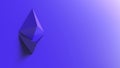 Blue Ethereum gold sign icon with colored background. 3d render isolated illustration, cryptocurrency, crypto, business, managment