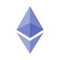 Blue ethereum logo on white. Vector illustration.