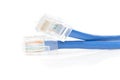 A blue ethernet cable