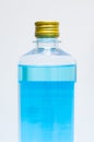 Blue ethyl alcohol on white background