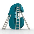 Blue euro sign with ladder Royalty Free Stock Photo