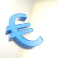 Blue euro symbol on chrome surface as background Royalty Free Stock Photo