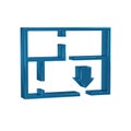 Blue Evacuation plan icon isolated on transparent background. Fire escape plan.