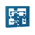 Blue Evacuation plan icon isolated on transparent background. Fire escape plan.