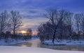 Blue evening skies at sunset