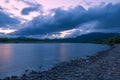 Blue evening on the Sob river. Polar Ural Royalty Free Stock Photo