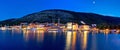 Blue evening in Vis town panoramic Royalty Free Stock Photo