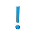 Blue exclamation icon. Speech sign.Danger mark. Important notice. Simple flat design. Vector illustration. Stock image. Royalty Free Stock Photo