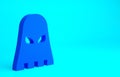 Blue Executioner mask icon isolated on blue background. Hangman, torturer, executor, tormentor, butcher, headsman icon