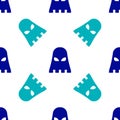 Blue Executioner mask icon isolated seamless pattern on white background. Hangman, torturer, executor, tormentor Royalty Free Stock Photo