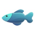 Blue exotic fish icon, cartoon style