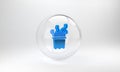 Blue Exotic tropical plant in pot icon isolated on grey background. Glass circle button. 3D render illustration Royalty Free Stock Photo