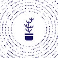 Blue Exotic tropical plant in pot icon isolated on white background. Abstract circle random dots. Vector Royalty Free Stock Photo