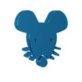 Blue Experimental mouse icon isolated on transparent background.