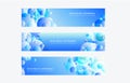 Blue bubbles light air banners set template background