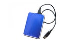 Blue External Hard drive on white background Royalty Free Stock Photo