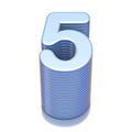 Blue extruded Number 5 FIVE 3D