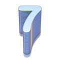 Blue extruded Number 7 SEVEN 3D