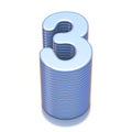 Blue extruded Number 3 THREE 3D