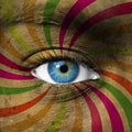 Blue eye and abstract colorful stripes Royalty Free Stock Photo