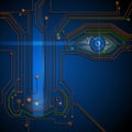 Blue eye circuit technology background Royalty Free Stock Photo