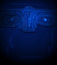 Blue eye circuit technology background Royalty Free Stock Photo