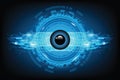 Blue eye cyber circuit future technology circle concept background. Royalty Free Stock Photo