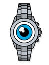 Blue eye on face of wristwatch smart watch