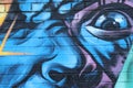 Blue eye graffiti in the style of Urban. Eyes.