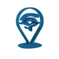 Blue Eye of Horus icon isolated on transparent background. Ancient Egyptian goddess Wedjet symbol of protection, royal