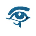 Blue Eye of Horus icon isolated on transparent background. Ancient Egyptian goddess Wedjet symbol of protection, royal