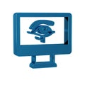 Blue Eye of Horus on monitor icon isolated on transparent background. Ancient Egyptian goddess Wedjet symbol of