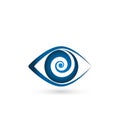 Blue eye with multi-colored swirly iris vector icon