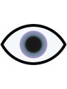 Blue eye with purple (violet) spots, icon with a realistic iris