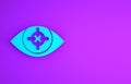 Blue Eye scan icon isolated on purple background. Scanning eye. Security check symbol. Cyber eye sign. Minimalism Royalty Free Stock Photo