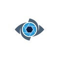 Blue eye and shutter creative icon