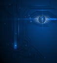 Blue eye technology circuit board background Royalty Free Stock Photo