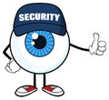 Blue Eyeball Cartoon Mascot Character Security Guard Giving A Thumb Up