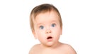 The blue-eyed baby, close-up. Royalty Free Stock Photo