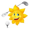 Blue-eyed sun is playing golf Royalty Free Stock Photo