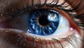 Blue eyed woman staring at camera, close up of beautiful iris generated by AI Royalty Free Stock Photo