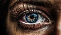 Blue eyed woman staring with elegance, macro view of iris generated by AI Royalty Free Stock Photo